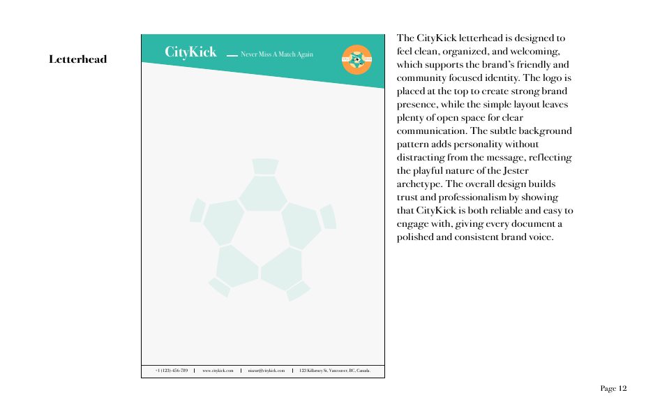CityKick letterhead