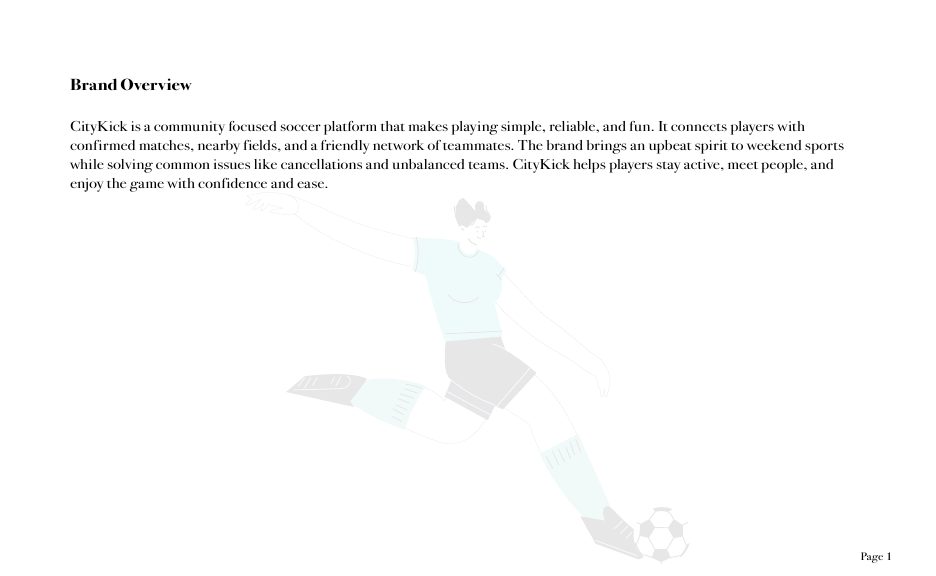 CityKick brand overview page